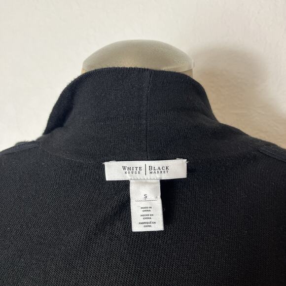 White House Black Market Open Front Midi Length Cardigan black, size S - Picture 7 of 9